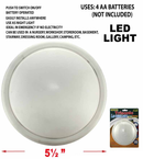 5 1/2" Circle LED Touch Light (4AA Battery Operated) - Push On/Off