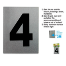 1 Count Self-Adhesive Aluminum House Number 4 Sign (3.5" x 2.75")