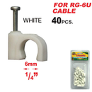 40 Pack RG6 Coaxial Cable Nail Clips 6mm White