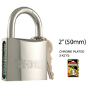 2 inch 2" Chrome Plated Padlock with 3 Keys (50mm)