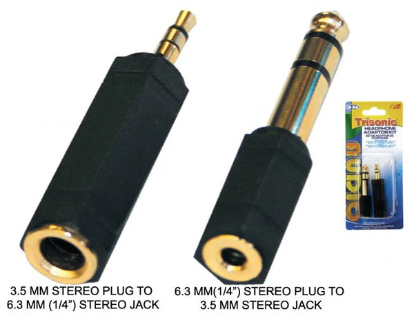 Headphone Adapter Kit - 3.5mm Plus to 6.3mm Jack & 6.3mm Plug to 3.5mm Jack