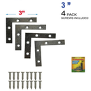 3 Inch 3" Steel Corner Braces with Screws – 4 Piece Set