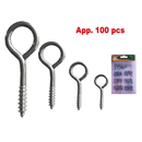 100 Piece Screw Eye Hook Assortment Kit for Hanging and Crafts