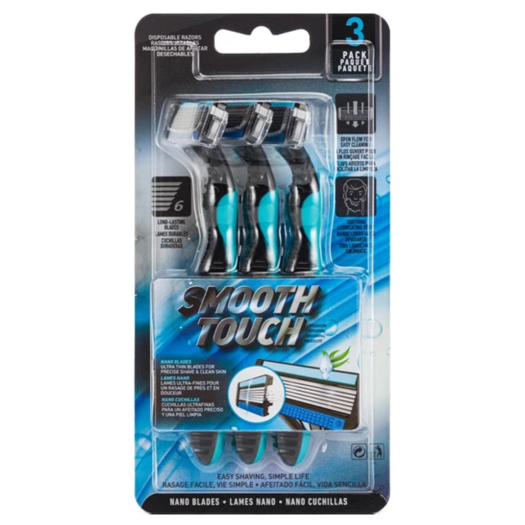 3 Count x Smooth Touch 6 Blade Lubricated Razors for Sensitive Skin (B ...
