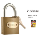 2 inch 2" Brass Padlock with 3 Keys (50mm)