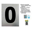 1 Count Self-Adhesive Aluminum House Number 0 Sign (3.5" x 2.75")