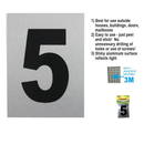 1 Count Self-Adhesive Aluminum House Number 5 Sign (3.5" x 2.75")