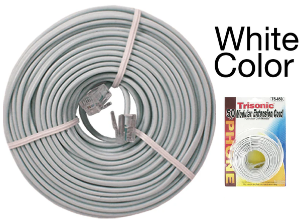 50' White Telephone Extension Cord