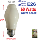 60 Watts (85w Equivalent) White Color Halogen Bulb 120v E26 Base
