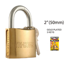 2 inch 2" Gold Plated Hardened Steel Padlock with 3 Keys (50mm)