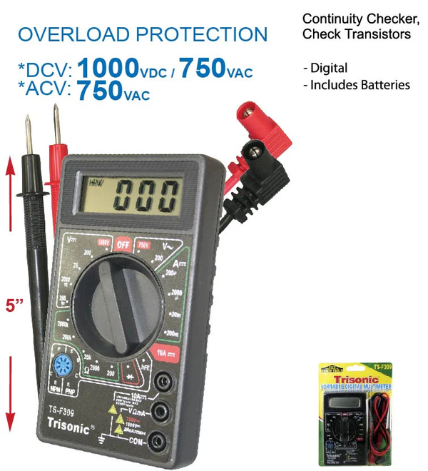 Portable Digital Multimeter / Continuity & Transistor Checker
