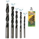 5-Piece Wood Drill Bit Set Assorted Sizes for Woodworking