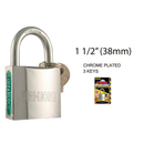 1-1/2 inch 1.5" Chrome Plated Padlock with 3 Keys (40mm)