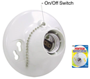 Ceiling Mount Light Bulb Socket w/ Pull Chain - 125v - 15A - 1875w