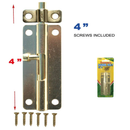 4 Inch 4" Brass Barrel Bolt with Screws