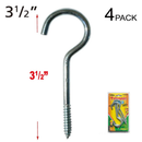4 Pack 3-1/2 inch Heavy Duty Screw-In Utility Hooks
