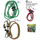 6-Pack Assorted Elastic Bungee Cords for Cargo and Storage