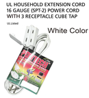 4' Foot Extension Cord w/ 3 Outlets (16 Gauge 13 Amps) - UL Certified