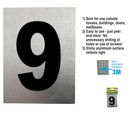 1 Count Self-Adhesive Aluminum House Number 9 Sign (3.5" x 2.75")