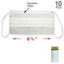 10-Pack Disposable Face Masks - White Color