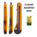 3-Pack Retractable Utility Knives - Assorted Sizes