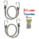 2-Pack 2 Ft Heavy-Duty Bungee Cords for Cargo Securement
