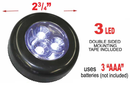 2 3/4" 3 LED Circle Push Light - Black Color - AAA Battery Operated