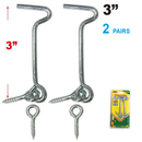 2 Pair 3 inch Hook and Eye Latch Set for Doors and Gates