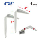 1 Pair 4 inch x 5 inch (4" x 5") Heavy Duty Shelf Brackets
