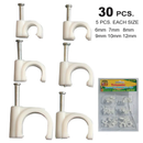 30 Piece Assorted Cable Nail Clips for Wire Management