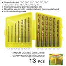 13-Piece Titanium Coated Drill Bit Set with Storage Case