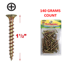 1 1/2 inch Chipboard Screws Phillips Head Yellow Zinc Finish (140 Grams)