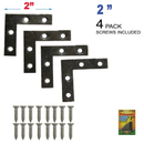 2 Inch 2" Steel Corner Braces with Screws – 4 Piece Set