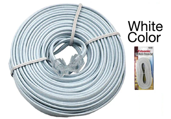 100' White Telephone Extension Cord