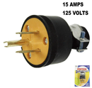 3 Wire Rubber/Plastic Grounded Plug (15 Amps 125 Volts)