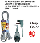 3' Foot 14 Gauge 3-Prong Heavy Duty Appliance Extension Cord - UL Certified
