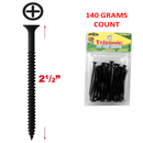 2 1/2 inch Drywall Screws Phillips Head Black Finish (140 Grams)