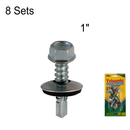 8 Pack 1 inch Self Drilling Metal Screws with Sealing Washer