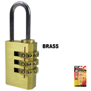 3-Digit Brass Combination Luggage Padlock