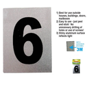 1 Count Self-Adhesive Aluminum House Number 6 Sign (3.5" x 2.75")