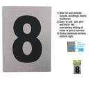 1 Count Self-Adhesive Aluminum House Number 8 Sign (3.5" x 2.75")