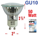 50 Watt GU10 Bi-Pin Base Clear Halogen Bulb (120v)