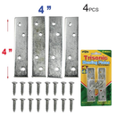 4 Inch 4" Steel Mending Plates with Screws – 4 Piece Set