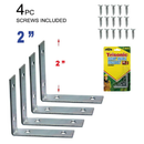 2 Inch 2" Right Angle Bracket with Screws – 4 Piece Set