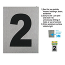 1 Count Self-Adhesive Aluminum House Number 2 Sign (3.5" x 2.75")
