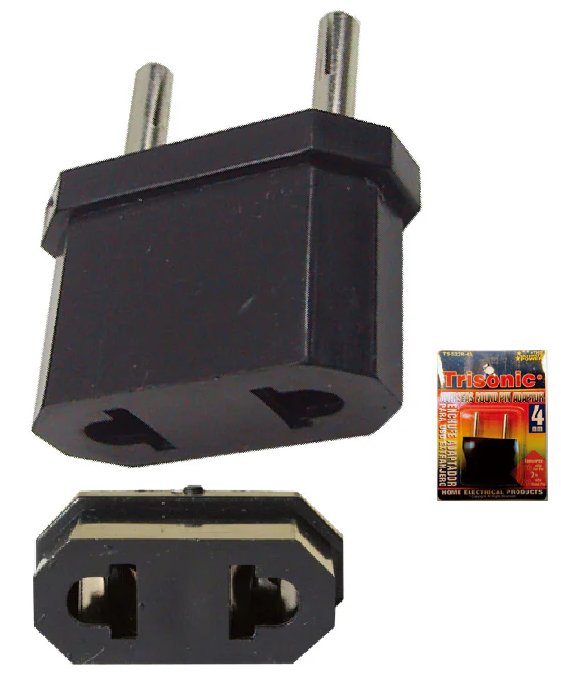 Foreign Round Pin Adapter Converts 110v Flat Pin to 220v Round Pin ...