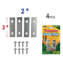 2 Inch 2" Steel Mending Plates with Screws – 4 Piece Set