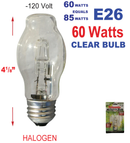 60 Watts (85w Equivalent) Clear Halogen Bulb 120v E26 Base