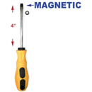 4" Magnetic Flathead Screwdriver w/ Rubber Grip Handle