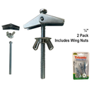 2 Pack 1/4 inch Toggle Bolt Anchors with Wing Nuts